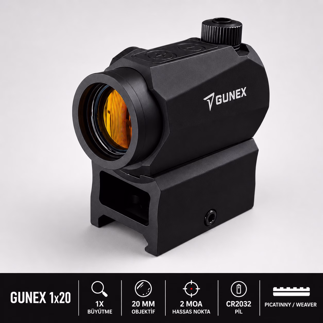 Gunex 1x20mm Kompakt Reddot Sight (5601) - Görsel 5