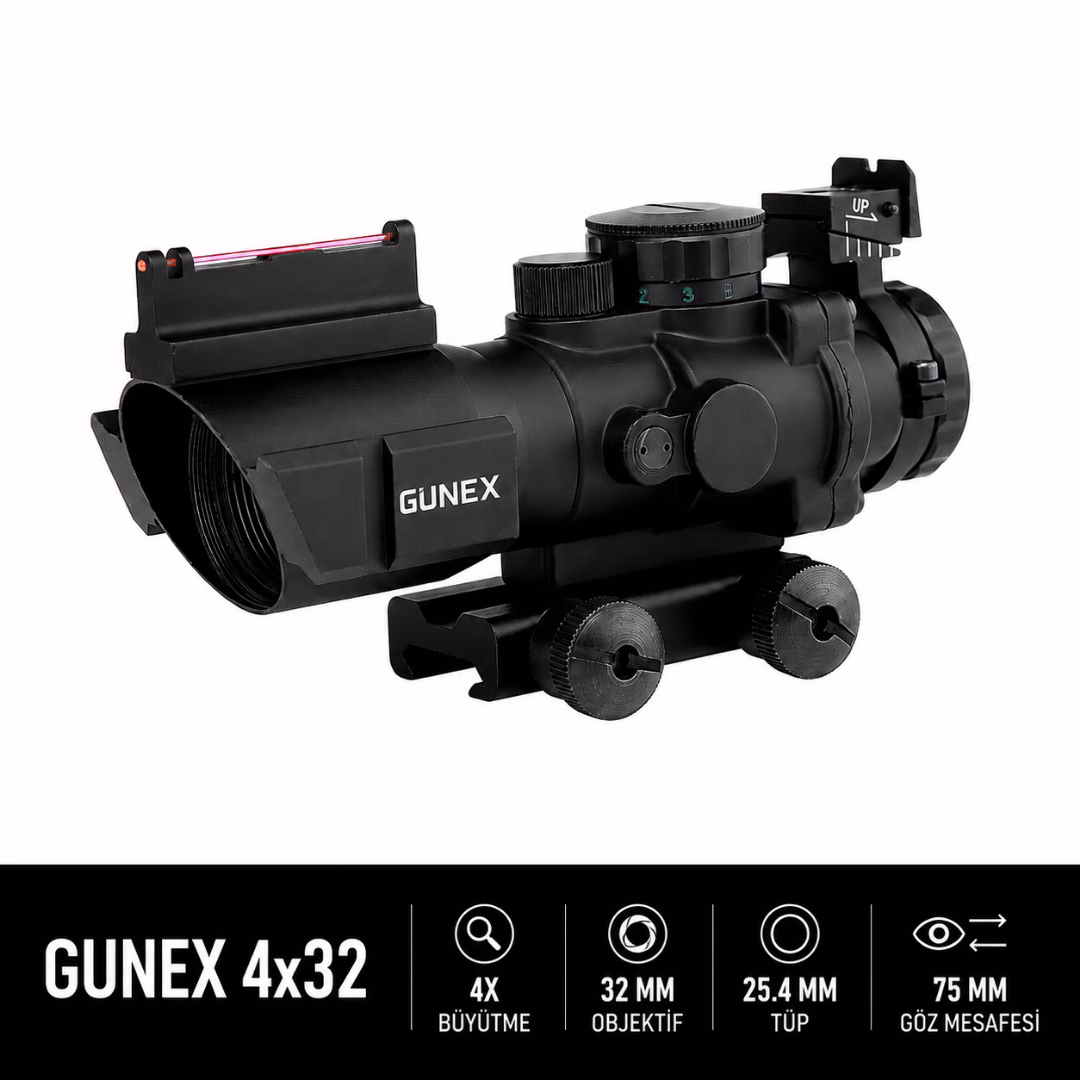 Gunex 4x32 Fiber Optik Tüfek Dürbünü - Görsel 2
